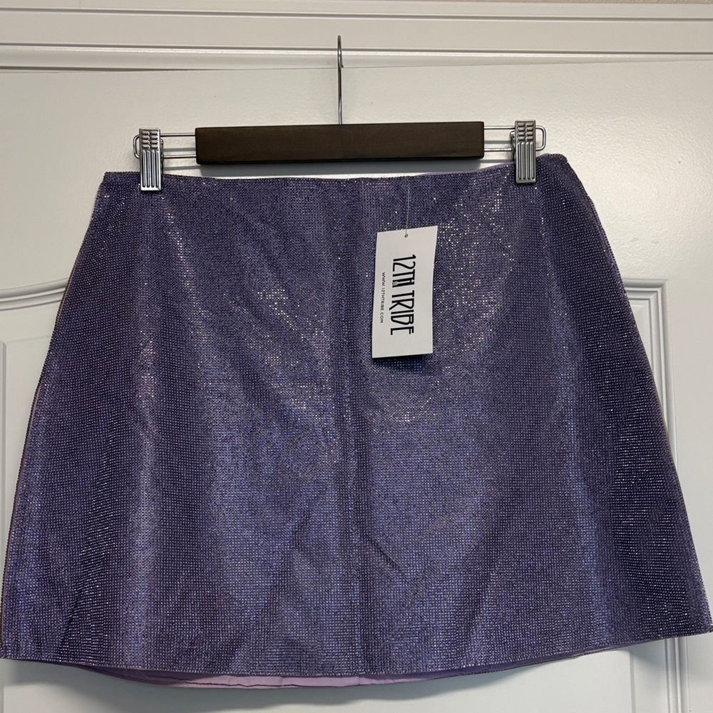 12th Tribe Lavender Metallic Mini Skirt